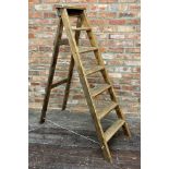 Early 20th century folding pine step ladder (for display purposes only)