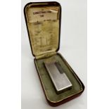 Cased engine turned silver plated Dunhill lighter