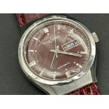 Good 1970s gents Ulysse Nardin Automatic stainless steel wristwatch, 36mm case, burgundy dial with