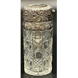 Good Sterling Silver and cut glass perfume bottle, 10.5cm high