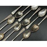 Set of six George III silver bright cut teaspoons, maker Stephen Adams, London 1796, with a