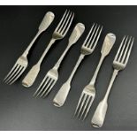 Set of six Victorian silver fiddle dessert forks, maker Elizabeth Eaton, London 1853, 7.5oz approx