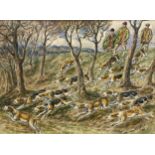 George Anderson SHORT (1856-1945) - Fox hunt, signed and dated '43, watercolour, 27 x 37cm, framed