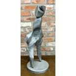 20th century school - standing figure, aluminium coated maquette, unsigned, circa 1950, 60cm high