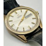 1970s Omega Seamaster Automatic 9ct gents wristwatch, 37mm case, fluted bezel, champagne dial with