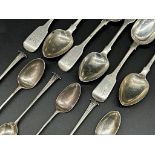 Set of six William IV silver fiddle teaspoons, maker John West, London 1830, with a further set of