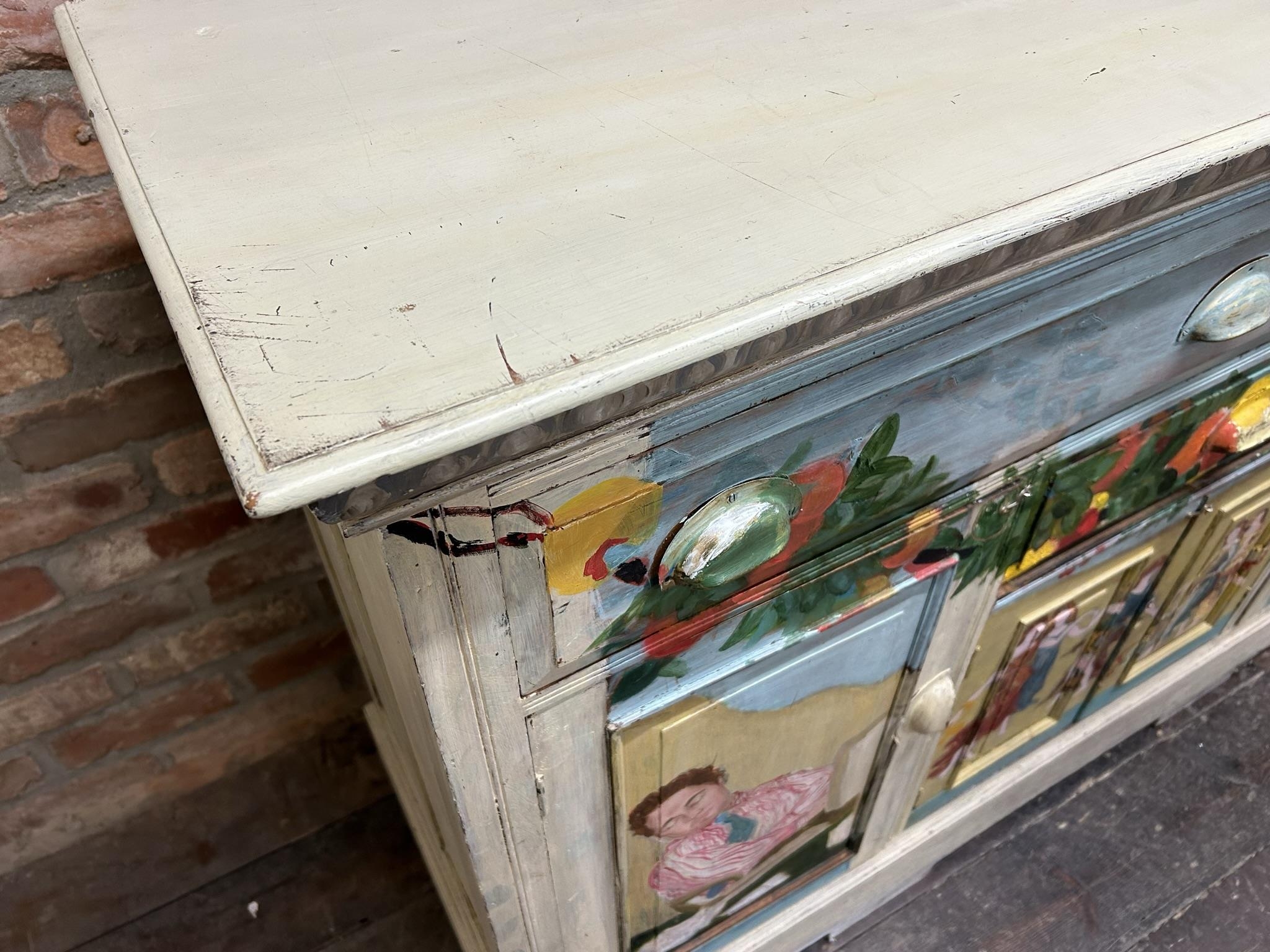 Unusual painted sideboard by Sarah Jane Checkland (biographer of Ben Nicholson) - painted with - Image 3 of 3