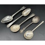 George III silver table spoon, maker Orlando Jackson, London 1774, with two further silver table