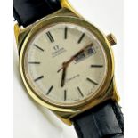 1970s Omega Genève Automatic gold plated gents wristwatch, 36mm case, champagne dial with baton