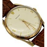 Vintage 1960s gents Rolex Precision manual wind 9ct wristwatch, 35mm case, cream dial with gilt