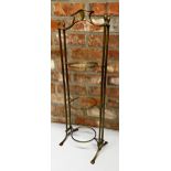 Aesthetic Movement brass three tier plate or cake stand, 77cm high