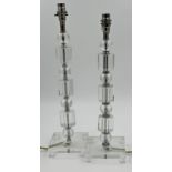 Pair of Italian glass table lamps, possibly retailed by Laura Ashley, 50cm high