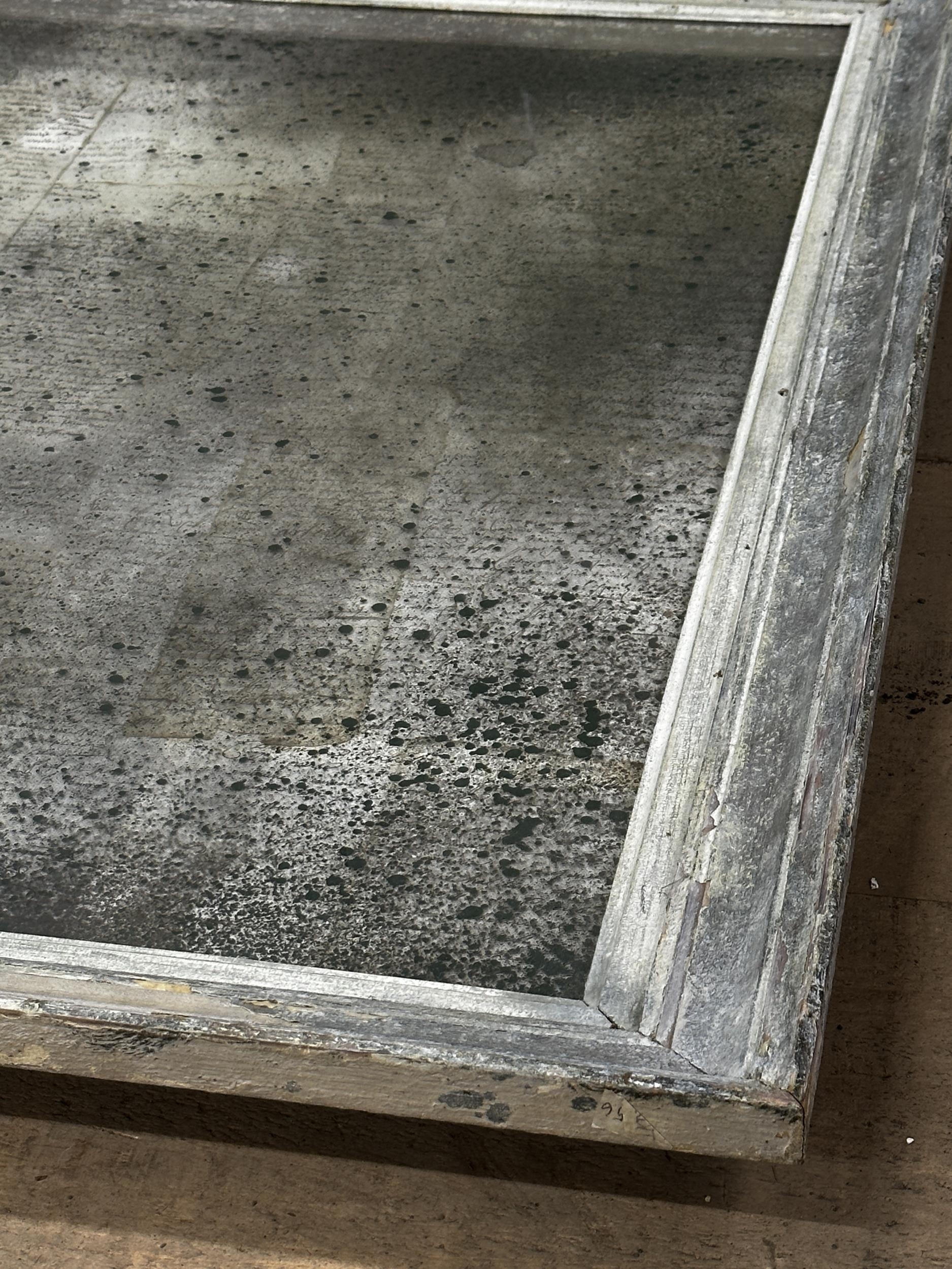Antique French wall mirror, with distressed gesso painted frame and pitted glass fitted with - Image 2 of 4