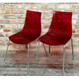 Calligaris Italian pair of 'Ice' chairs, with textured red Perspex on chrome (2)