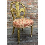 Attractive 19th century single dining chair with gilt wood and gesso decoration, the back with Welsh