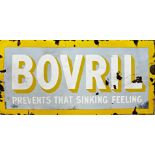 Advertising - 'Bovril, Prevents That Sinking Feeling', enamel sign in yellow and sky blue,