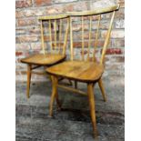 Pair of Ercol light elm 391 dining chairs