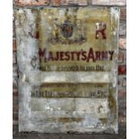 GR His Majesty's Army consignment enamel sign, 81 x 66cm (af)