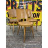 Set of three early bent ply wood Baumann bistro chair by Henri Julien, Oblinghem