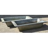 Pair of modern galvanised troughs, Length 91.5cm x Width 38.5cm x Height 22cm