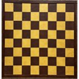 Large gilt tooled leather tournament standard games board, 58.5 x 58.5cm