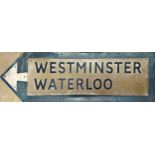 London street sign 'Westminster Waterloo' 35.5 x 113cm