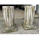 Pair of fibreglass Corinthian columns, Height 66cm x Width 37cm x Depth 37cm
