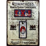 Advertising - 'Rowntree's King & Queen Chocolate' enamelled sheet metal sign with relief, 34 x 24cm