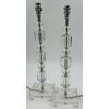Pair of Italian glass table lamps, possibly retailed by Laura Ashley, 50cm high