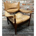 Kristian Solmer-Vedel - Modus armchair, tan leather on a teak frame, with Danish Furniture Makers