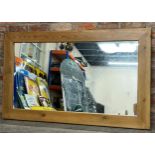 Large pine framed wall mirror, 152 x 92cm