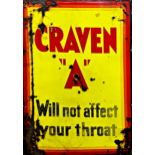 Advertising - 'Craven A, will not affect your throat', in yellow and red, 91 x 61cm