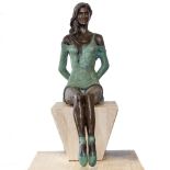 Jonathan Wylder (born 1957) - Life size bronze sculpture of a seated ballerina, signed and dated