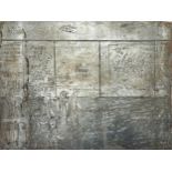 20th century school - inscribed steel printing panel, with a scene of figures, 37.5 x 51