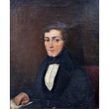 Early 19th century school - half-length portrait of a seated gentleman, unsigned, oil on canvas,