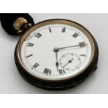 A 19th century metal and gilt metal pocket watch, the white enamel dial with Roman numerals and