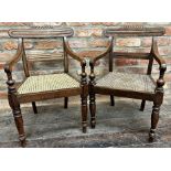 Pair of Regency Anglo-Indian rosewood child's carver chairs with bergère seats, 73cm high x 43cm