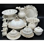 Mixed porcelain to include a collection of 20th century creamware - jugs, teapot, tazzas etc, with a