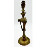 Good Adam style gilt brass table lamp, with ram head and swag decoration, 42cm high