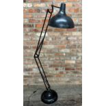Good vintage anglepoise type floor lamp in black, 175cm high approx