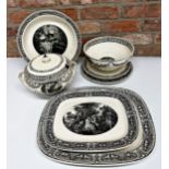 Utzschneider Regina pattern creamware porcelain dinner service, comprising, lidded tureen, platters,