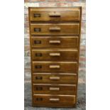 Vintage Industrial bank of eight drawers, 107cm high x 50cm wide