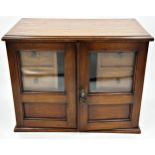 Early 20th century mahogany smokers cabinet, twin glazed doors enclosing an interior fitted with