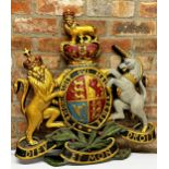 Cold cast resin royal crest with painted finish, 76 x 67cm