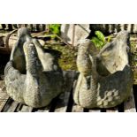 Pair of reconstituted stone planters in the form of swans, Height 49cm x Length 58cm x Width 42cm