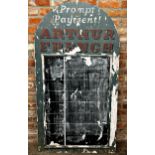 Advertising - 'Arthur French' blackboard set within a painted frame, 168 x 92cm