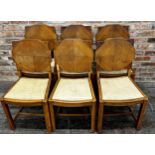 Set of six Art Deco dining chairs in the manner of Heals, with drop in seats and chamfered legs (6)