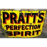 Advertising - 'Pratt's Perfection Spirit', large inscribed enamel sign on yellow, 123 x 183cm