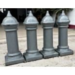 Good set of four Victorian painted cast iron bollards, with fluted finial and column, Height 84cm