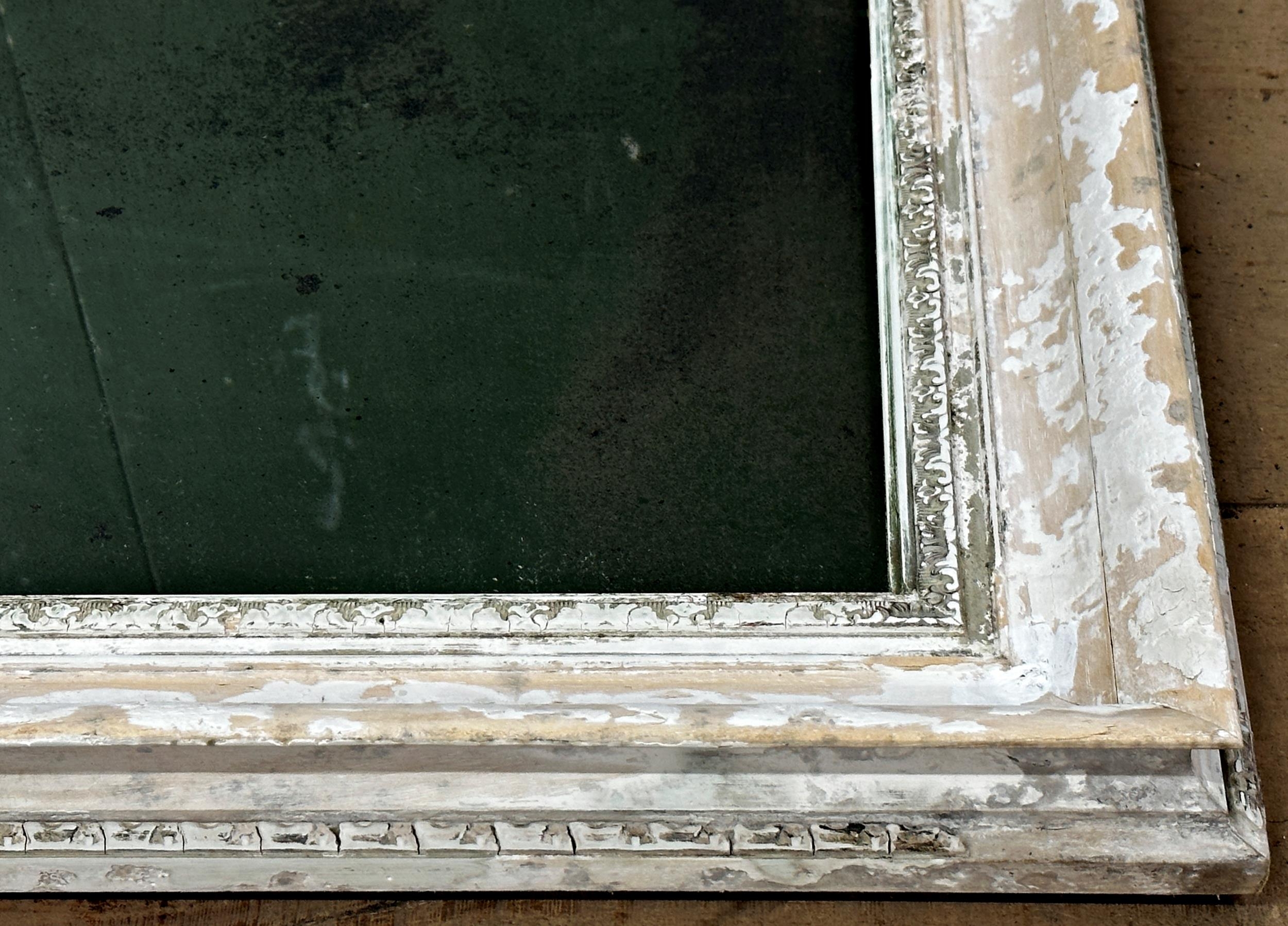 Antique French wall mirror, with distressed painted frame and pitted glass, 107 x 67cm - Image 2 of 3